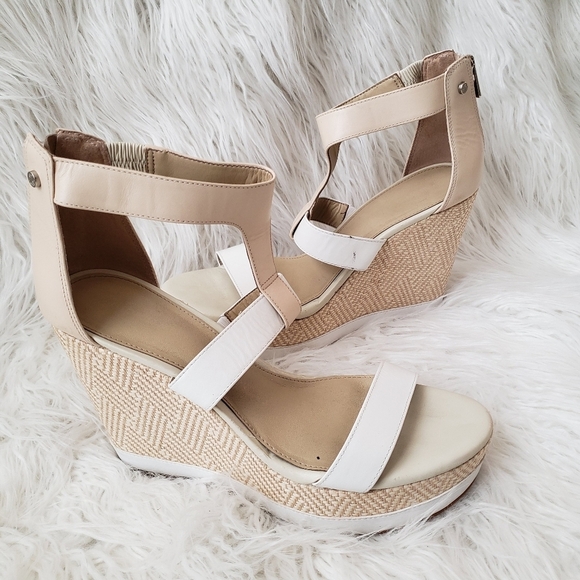Antonio Melani CAM Leather Ankle Strap Wedge Platform Sandal Women 9.5 M Zip‎ - Picture 1 of 13